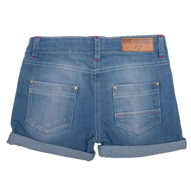 CHEVIGNON Short en jean avec inscription en rose Enfant BLEU Outlet