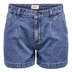ONLY Short en jean mom fit taille haute avec poches Femme BLEU Sale