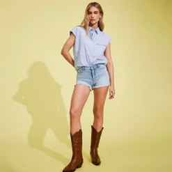 ONLY Short en jeans avec strass Femme BLEU CLAIR Hot