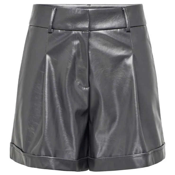ONLY Short en simili à revers gris métallisé Femme GRIS FONCE