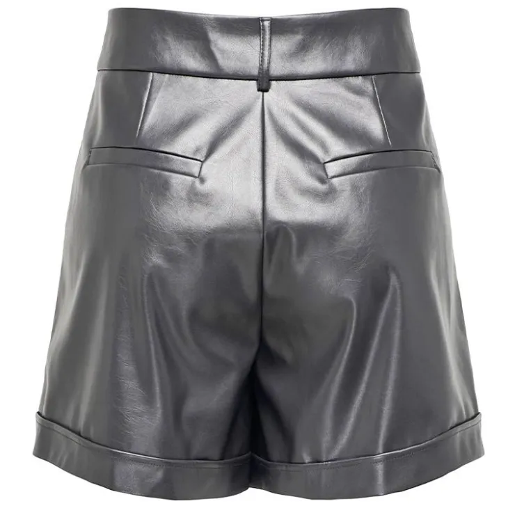 ONLY Short en simili à revers gris métallisé Femme GRIS FONCE