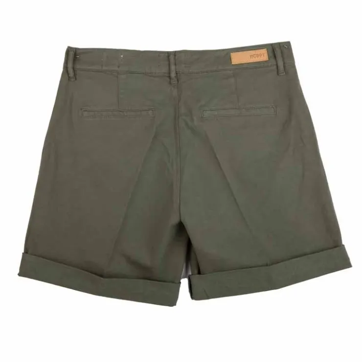 HAPPY Short honeystud galons habillé coton doux ourlets à pince Femme KAKI New