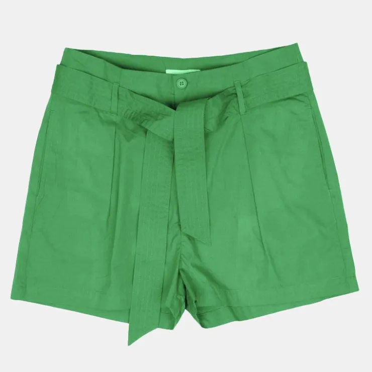 ANTIK BATIK Short kira coton avec ceinture Femme VERT Sale