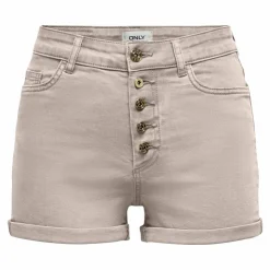 ONLY Short moulant taille haute boutons revers Femme BEIGE Hot