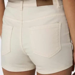 JDY Short skinny taille haute poches arrières bouton uni Femme BLANC ECRU Outlet