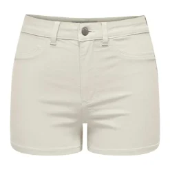 JDY Short skinny taille haute poches arrières bouton uni Femme BLANC ECRU Outlet