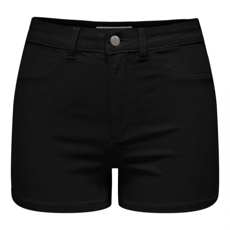 JDY Short skinny taille haute poches arrières bouton uni Femme NOIR Discount