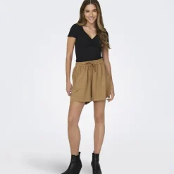 ONLY Short taille haute fluide avec poches Femme MARRON CLAIR Outlet