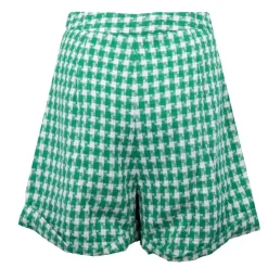 LA PETITE ETOILE Short priss tweed pied de poule Femme VERT Clearance