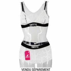 SWEETIZ Shorty en dentelle bande élastique logo sexy Femme BLANC Online