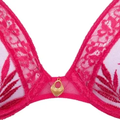 AUBADE Soutien gorge tulle rouge avec dentelle orné d'un bijou Femme ROSE Outlet