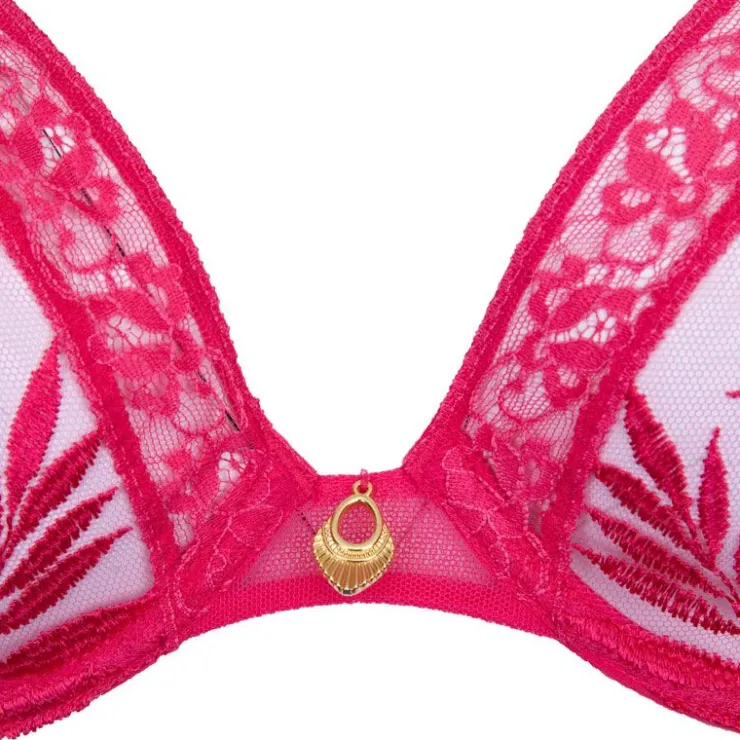 AUBADE Soutien gorge tulle rouge avec dentelle orné d'un bijou Femme ROSE Outlet