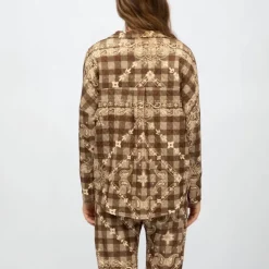 HOLLY AND JOEY Surchemise matelassée motif bandana avec boutons bijoux Femme MARRON Clearance