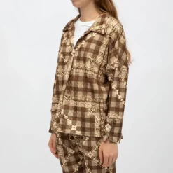 HOLLY AND JOEY Surchemise matelassée motif bandana avec boutons bijoux Femme MARRON Clearance