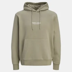 JACK & JONES Sweat à capuche Vesterbro coton mélangé couleur unie Homme VERT CLAIR Outlet