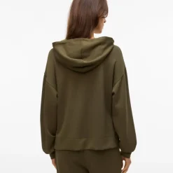 VERO MODA Sweat à capuche maille avec cordons rubans hali Femme KAKI Discount