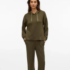 VERO MODA Sweat à capuche maille avec cordons rubans hali Femme KAKI Discount