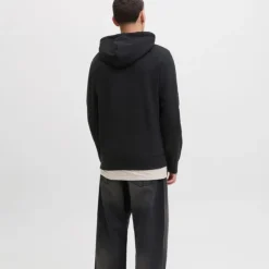 JACK & JONES Sweat à capuche regular hayato imprimé encart logo Homme NOIR New