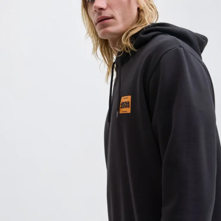 JACK & JONES Sweat à capuche sky captain brandy regular fit Homme NOIR Outlet