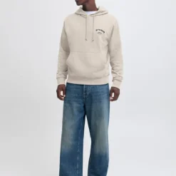 JACK & JONES Sweat à capuche yuki poignets cotelés poche kangourou Homme BEIGE Outlet