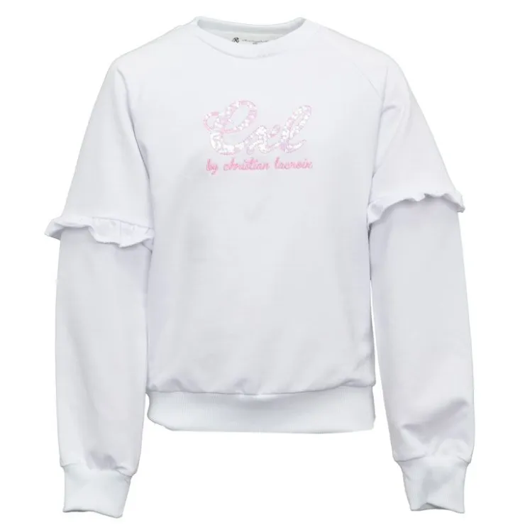 CXL BY CHRISTIAN LACROIX Sweat à sequins coton col rond manches avec volants Fille BLANC Outlet