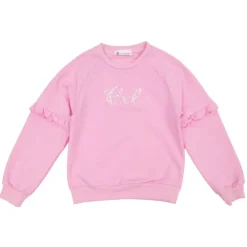 CXL BY CHRISTIAN LACROIX Sweat à sequins coton col rond manches avec volants Fille ROSE CLAIR Clearance