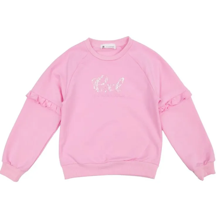 CXL BY CHRISTIAN LACROIX Sweat à sequins coton col rond manches avec volants Fille ROSE CLAIR Clearance