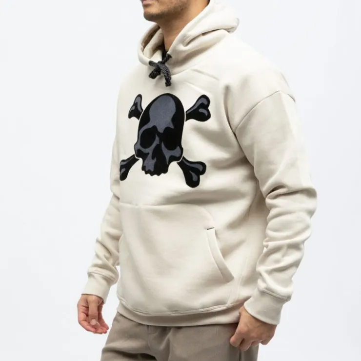 DEELUXE 74 Sweat capuche brook imprimé tête de mort Homme BEIGE Outlet