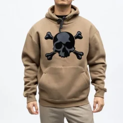 DEELUXE 74 Sweat capuche brook imprimé tête de mort Homme MARRON CLAIR Hot