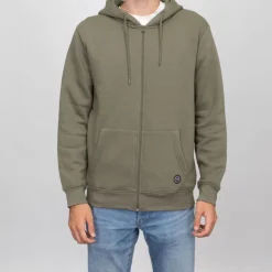 PANAME BROTHERS Sweat capuche zippé manches longues poche kangourou Sylvain Homme KAKI Sale