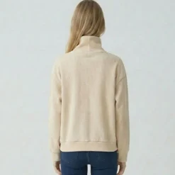 LES TROPEZIENNES PAR M.BELARBI Sweat col camionneur doline Femme BEIGE New