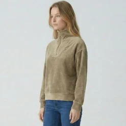 LES TROPEZIENNES PAR M.BELARBI Sweat col camionneur doline Femme KAKI Outlet