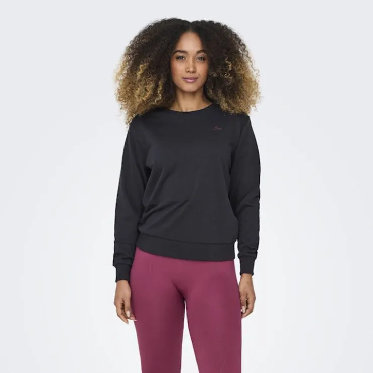 ONLY PLAY Sweat coton Font Life doux Femme BLEU FONCE