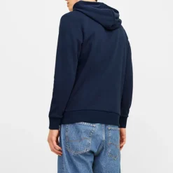 JACK & JONES Sweat coton tiley à capuche avec logo manuscrit et encart coloré Homme BLEU FONCE New