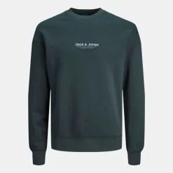 JACK & JONES Sweat doux col ras de cou coton mélangé vesterbro manches longues Homme VERT FONCE Sale