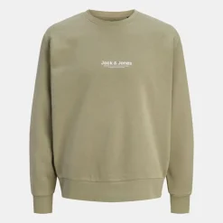 JACK & JONES Sweat doux col ras de cou coton mélangé vesterbro manches longues Homme KAKI Outlet