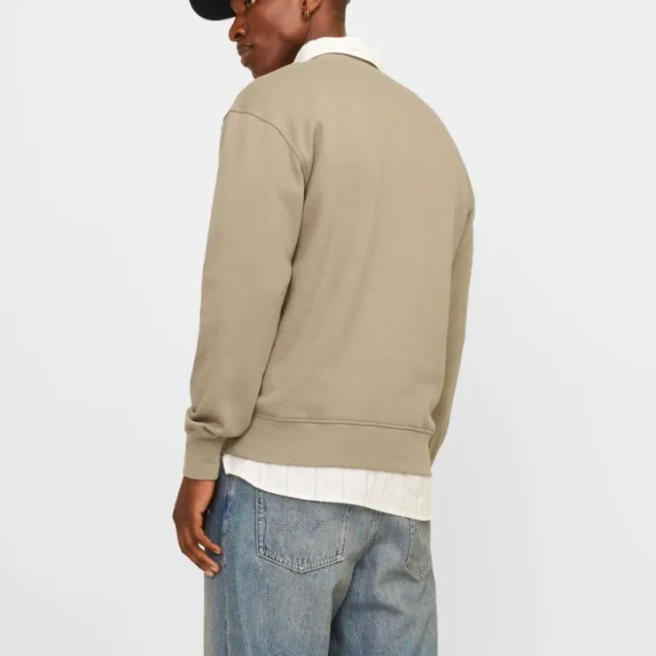 JACK & JONES Sweat doux col ras de cou coton mélangé vesterbro manches longues Homme KAKI Outlet