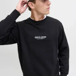 JACK & JONES Sweat doux col ras de cou coton mélangé vesterbro manches longues Homme NOIR Best