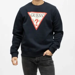 GUESS Sweat coton Homme BLEU FONCE Discount
