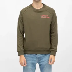 CERRUTI Sweat manches longues col rond coda imprimé logo Homme KAKI