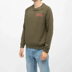 CERRUTI Sweat manches longues col rond coda imprimé logo Homme KAKI