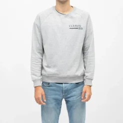 CERRUTI Sweat manches longues col rond coda imprimé logo Homme GRIS CLAIR Best