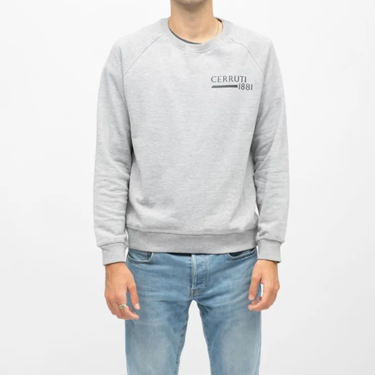 CERRUTI Sweat manches longues col rond coda imprimé logo Homme GRIS CLAIR Best