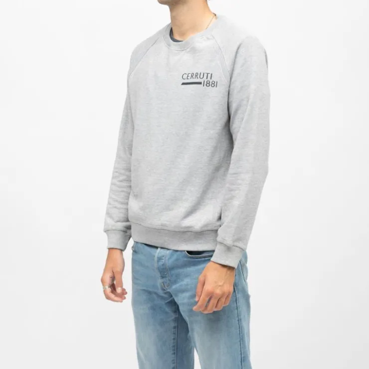 CERRUTI Sweat manches longues col rond coda imprimé logo Homme GRIS CLAIR Best