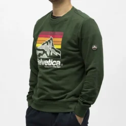 HELVETICA Sweat monaco coton Homme VERT FONCE