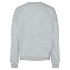 PIECES Sweat oversize Maria col rond "Be real not perfect" Femme GRIS CLAIR Clearance