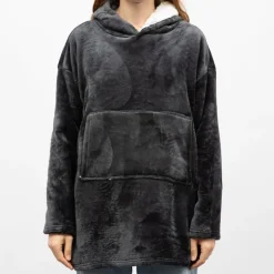 LULU CASTAGNETTE Sweat plaid à capuche avec grande poche Femme GRIS FONCE Clearance