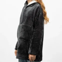 LULU CASTAGNETTE Sweat plaid à capuche avec grande poche Femme GRIS FONCE Clearance