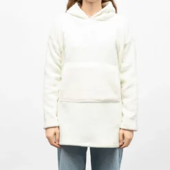 LULU CASTAGNETTE Sweat plaid à capuche avec grande poche Femme BLANC ECRU