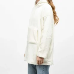 LULU CASTAGNETTE Sweat plaid à capuche avec grande poche Femme BLANC ECRU